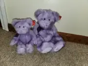 2 RUSS Loving Reflections PURPLE APHRODITE TEDDY BEAR Plush Vintage NEW