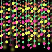 90 Feet UV Paper Round Dot Neon Garland, Fluorescent Streamers UV Reactive Black Light Decorations, Glow in The Dark Party Supplies Favors Banners for Wedding Birthday Party