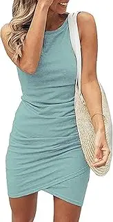 [Generic] Women's Summer Dress, Fitted Bodycon Cocktail Dress, Round Neck Evening Dress, Wrap Dress, Mini Sheath Dress