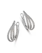 Bloomingdale's Fine Collection Diamond Pave Cut Triple Twist Oval Hoop Earrings in 14K White Gold, 1.1 tcw