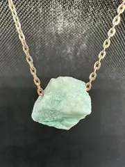 Minimalist Amazonite Necklace Raw Gemstone - Healing