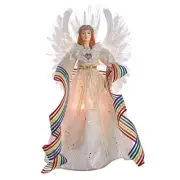 Kurt Adler Fiber Optic Pride Angel Christmas Tree Topper 16 Inch Multicolor