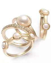 I.N.C. Gold-Tone 4-Pc. Set Pavé & Imitation Pearl Stackable Rings size 9