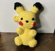 8” Handmade Crocheted Pikachu Plush Pokemon TCG *see Details