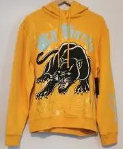 NWT Men's Ed Hardy Crouching Panther Hoodie Sweatshirt in Marigold; Size Medium