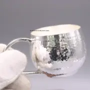 Solid S999 Fine Silver Tea Cup Handmade Mirror surface Mug Coofee Cup 2.9inchH