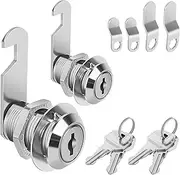 Pertinel Cabinet Cam Lock 3/4" Keyed Different Cam Locks with Keys Secure Files Drawers RV Storage Locks Replacement Set, Zinc Alloy(Silver 2PCS,3/4 Inch)