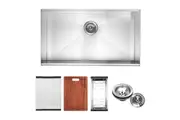 BRIENZ 32-inch Nano Workstation Ledge Undermount 16 Gauge Stainless Steel Kitchen Sink Single Bowl