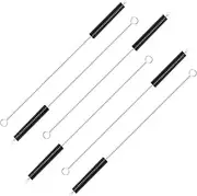 WALWAL Stainless Steel Straw Cleaning Brush Set,7.9-inch Convenient Brush ，Suitable for Reusable Tumblers,Nylon Bristles, BPA Free for Household Cleaning（6Pcs,Black）
