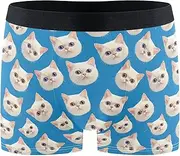 [FRODOTGV] Cats Face Blue Men's Boxer Briefs Shorts Breathable Underwear for Men Compression Boxer Para Hombre