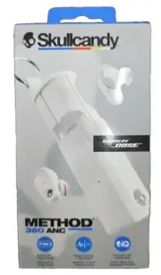 Skullcandy Method 360 ANC Wireless Earbuds Earphones Sound by Bose White NEW