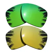 Green Mirrored&24K Gold Replacement Lenses for-Oakley Deviation Polarized