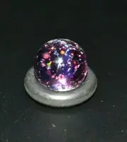 BRYAN TRILLAS GLASS MARBLE/.465"-LAVENDER CRUSHED OPAL BLACKLIGHT-MAGENTA,TURQ.+