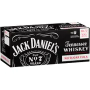 Jack Daniels & No Sugar Cola Can 375mL 10pk