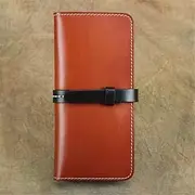 [DLUXCA] Handmade Wallet Retro Japanese and Korean Fashion Wallet Long Wallet Men and Women Clutch Bag (Color : Black, Size : 20 * 3.5 * 9.5cm)