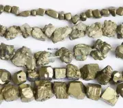 Rough Nugget Faceted Baroque Natural Pyrite Gemstone Beads 15" Hand Jewelry