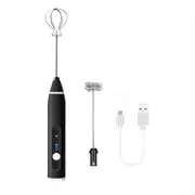 Vikus Rechargeable Electric Milk Frother Handheld, 3 Speeds (black)