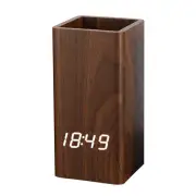 Creative Wooden Pen Holder Clock USB Voice Control Digital Pen Holder Alarm Clock LED Pencil Organizer with LED