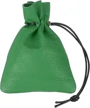 [uxcell] 1 Pcs Drawstring Bag, Leather Coin Purse, Change Purse for Women, Men's Leather Bag, for Jewelry, Keys, Coin Storage(Green)