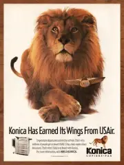 1992 Konica Copier/Fax Machines Vintage Print Ad/Poster Lion Office Tech Art 90s