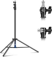 [NEEWER] 8.5ft/2.6m Air Cushioned Light Stand, Heavy Duty All Metal Tripod Stand with 1/4" to 3/8" Reversible Spigot, 3 Way Mounting Interface & Metal Locking Knobs, Max Load 5.5lb/2.5kg, ST-260AC