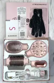 NEW IN BOX Beachwaver Rose Gold Pink 4 Piece Blow Dryer Brush Diffuser Set!