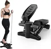 Mini Stepper Fitness Cardio Exercise Trainer Stair Stepper Twisting Machine with Resistance Bands Monitor for Full Body