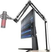 CACENCAN Boom Arm, 360° Rotatable Microphone Stand with Desk Mount, Foldable Mic Arm 3/8'' to 5/8'' Screw Adapter, for Live Streaming, Gaming, Podcasting[Heightened Version] Black