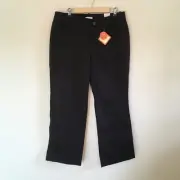 NWT Dockers Womens Sz 16S Classic Metro Straight Leg Pants Black Cotton Blend