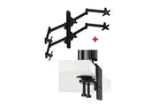 Atdec AWMS-6-13717 Hex Monitor Mount + 750mm Post / 12kg (26.5lb) Flat Screens, 10kg (22lb) Curved Screens + Heavy-Duty F Clamp Desk Fixing, Black