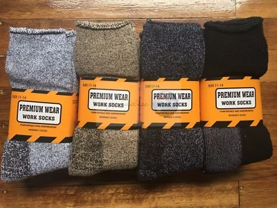 3 Pairs 11-14 95% Cotton Mens Work Socks Heavy Duty Boots Outdoor Extra Thick