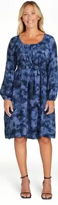 Terra & Sky Women's Plus Size Shirred Long Sleeve Mini Dress, Sizes (3X) - (4X)