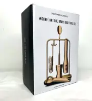 Williams Sonoma Encore Antique Brass Bar Tool Set of 6 Sealed Bartender Mixology