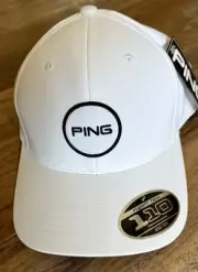 Adult Ping Flex Fit Tech 110 PGA Tour SnapBack Hat NWT Cap White Adjustable