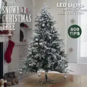 1.8m 6ft Christmas tree. Snowy Alaskan Fir. 800 tips Snow capped LED Lights