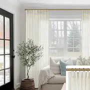Pinch Pleated Curtains 70 x 96 Inches Long 2 Panel Set 72 Extra Wide Curtains for Living Room,Light Filtering Sheer Linen Two Pleat Drapes 8FT 8 FT Ceiling to Floor Length Curtains,Cream Colored