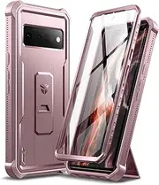 Dexnor for Google Pixel 6 Pro 5G Case, [Built in Screen Protector and Kickstand] Heavy Duty Military Grade Protection Shockproof Protective Cover for Samsung Google Pixel 6 Pro 5G - Pink