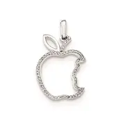 Sterling Silver Diamond Bitten Apple Pendant