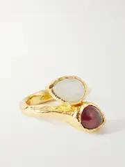 [Pacharee] Pacharee - Prado Teardrop Gold-plated, Garnet And Moonstone Ring - 50 50 Gold