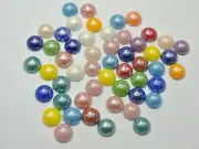 200 Mixed Color Luater AB Round Flatback Glass Cabochon Ceramic Half Pearl 8mm