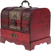 Watch Display Box Vintage Wood Handmade Lockable Jewelry Box Home Decor Ring Necklace Trinket Organizing Box Display Stand 22x16cm Watch Cases for Men FANDIAO