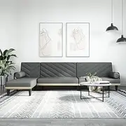 L-Shaped Sofa Bed Dark Grey 260x140x70 cm Fabric - Convertible Sleeper Couch for Small Spaces, Living Room Furniture with Chaise Lounge and Storage, Modern Sectional Sofas for Apartment