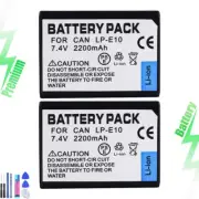 2x For Canon LP-E10 Battery for EOS 1300D KissX50 X70 X80 X90 Rebel T3 T5 T6 T7