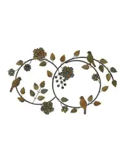 [Willow & Silk] Large Round Floral Bird Wall Art in Rust
