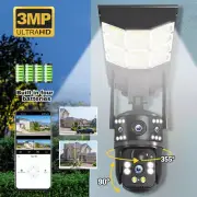 3MP Wireless Outdoor Solar Security Camera Auto-Tracking Dual Lens 4G PTZ CCTV