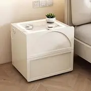 Smart Bedside Table, Nightstand with Charging Station, Bed End Table with Tri-color Light and USB Port, Modern Bedroom Side Cabinet with 2 Drawers, for Living Room Bedroom Furniture
