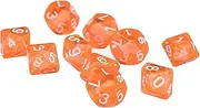 Generic 10 Piece Set of D10 Dice for Role-Playing Games, Orange