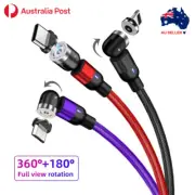 360°+180° Dual Rotation 3in1 Magnetic Charging Cable USB-C MicroUSB & more