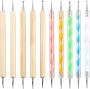 QWORK® Nail Dotting Pen, Dotting Painting Pen, Polish Carving Tool, Dotting Tools Set for Nail Art, Embossing Pattern, Clay Sculpting,10PCS