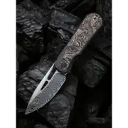 WE KNIFE WE21033-DS1 BALOO Folding Knife, Flipper, Ti + Damasteel